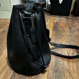 COACH Black Leather Drawstring Purse